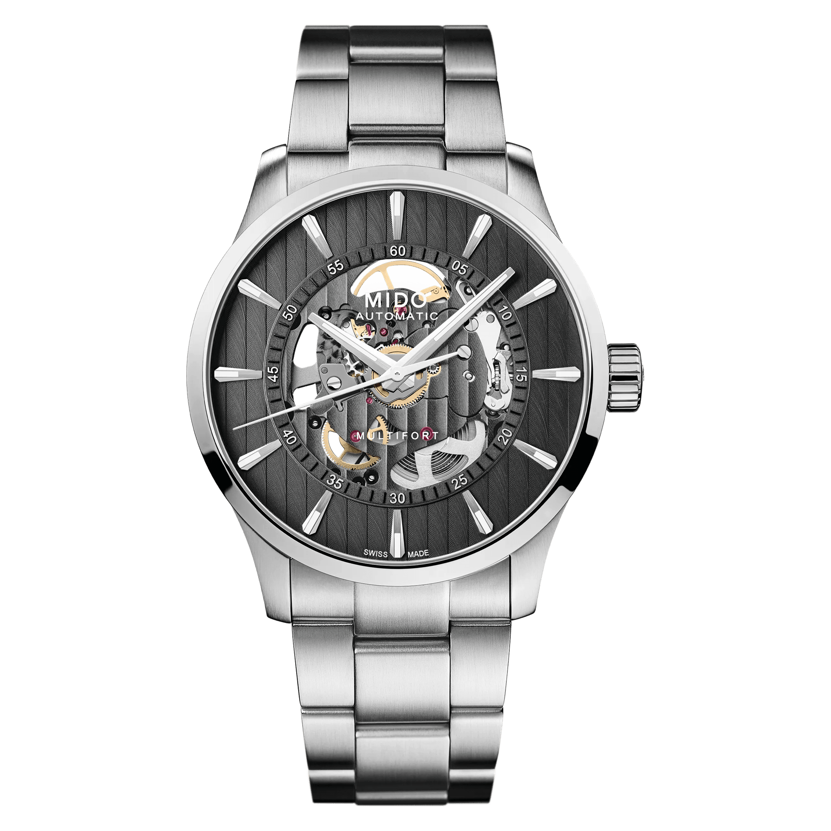 MIDO Multifort Skeleton Vertigo Grey Dial, Stainless Steel Watch - 42mm - M0384361106100