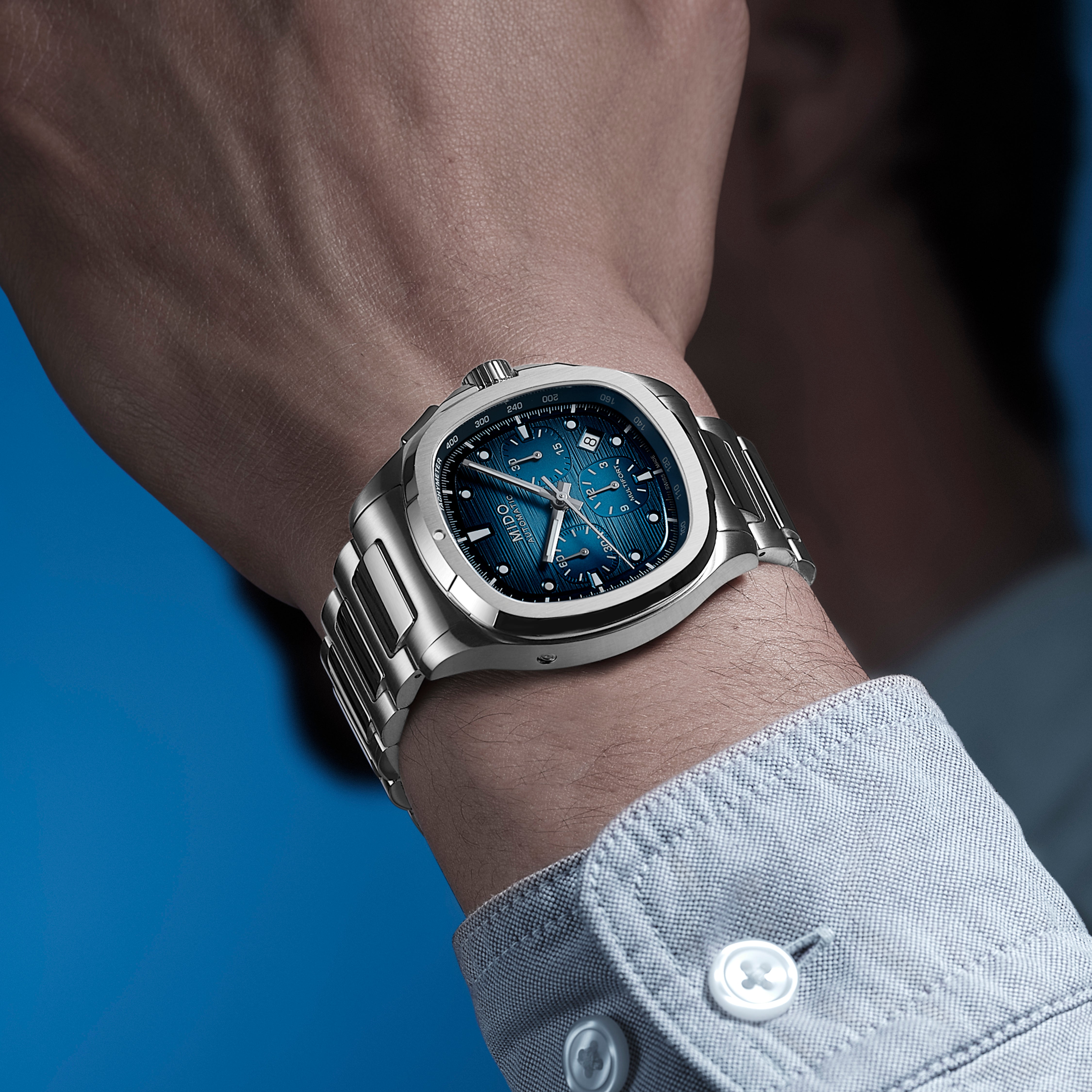 Mulltifort TV Chronograph Blue Dial - Stainless Steel Watch - 42 X