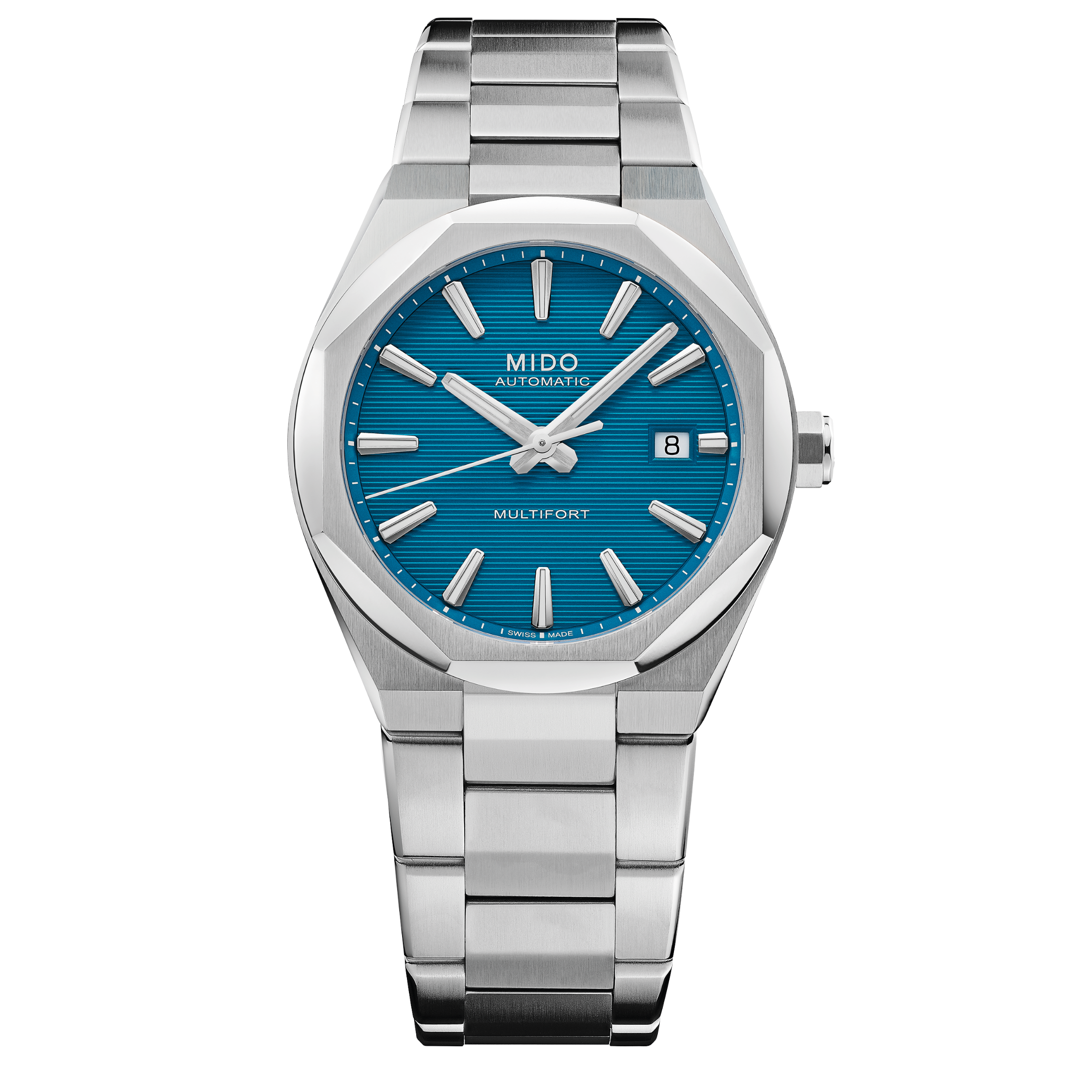 MIDO Multifort 8 Two Crowns Turquoise Dial Stainless Steel Watch - 38.4 X 40mm