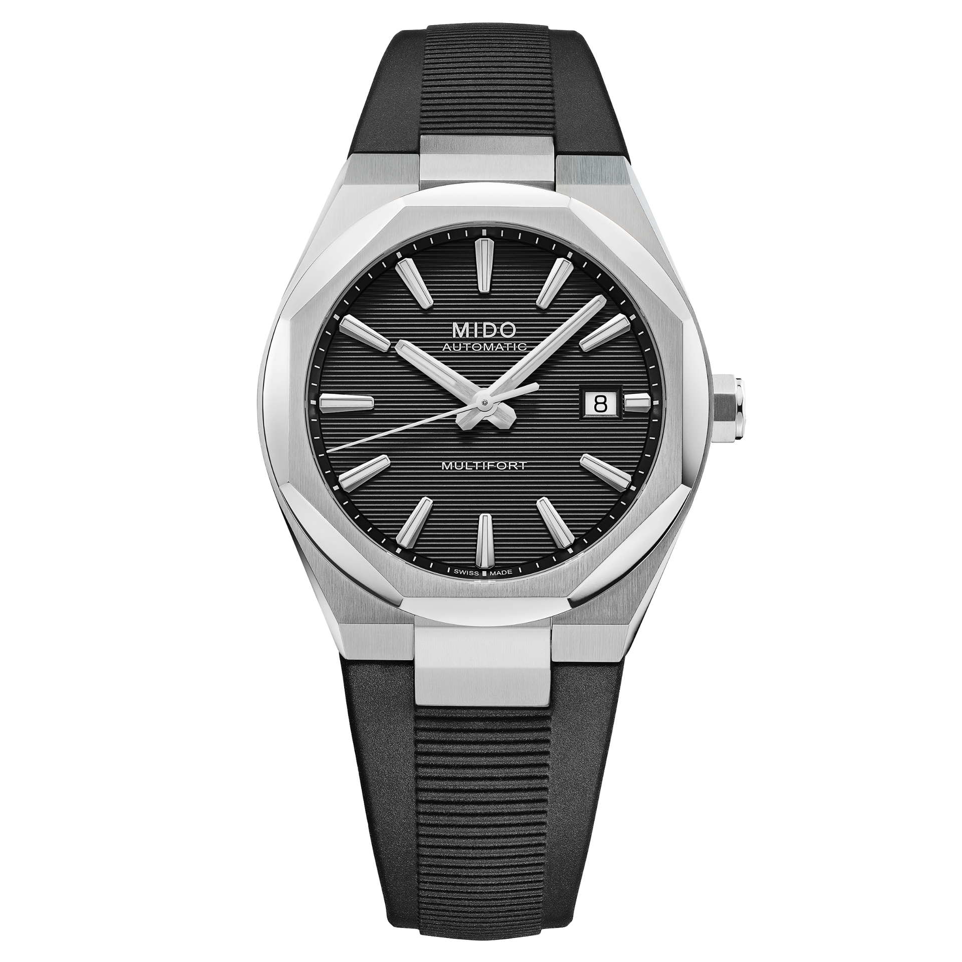 マルコ MIDO Multifort 8 One Crown black dial stainless steel watch with