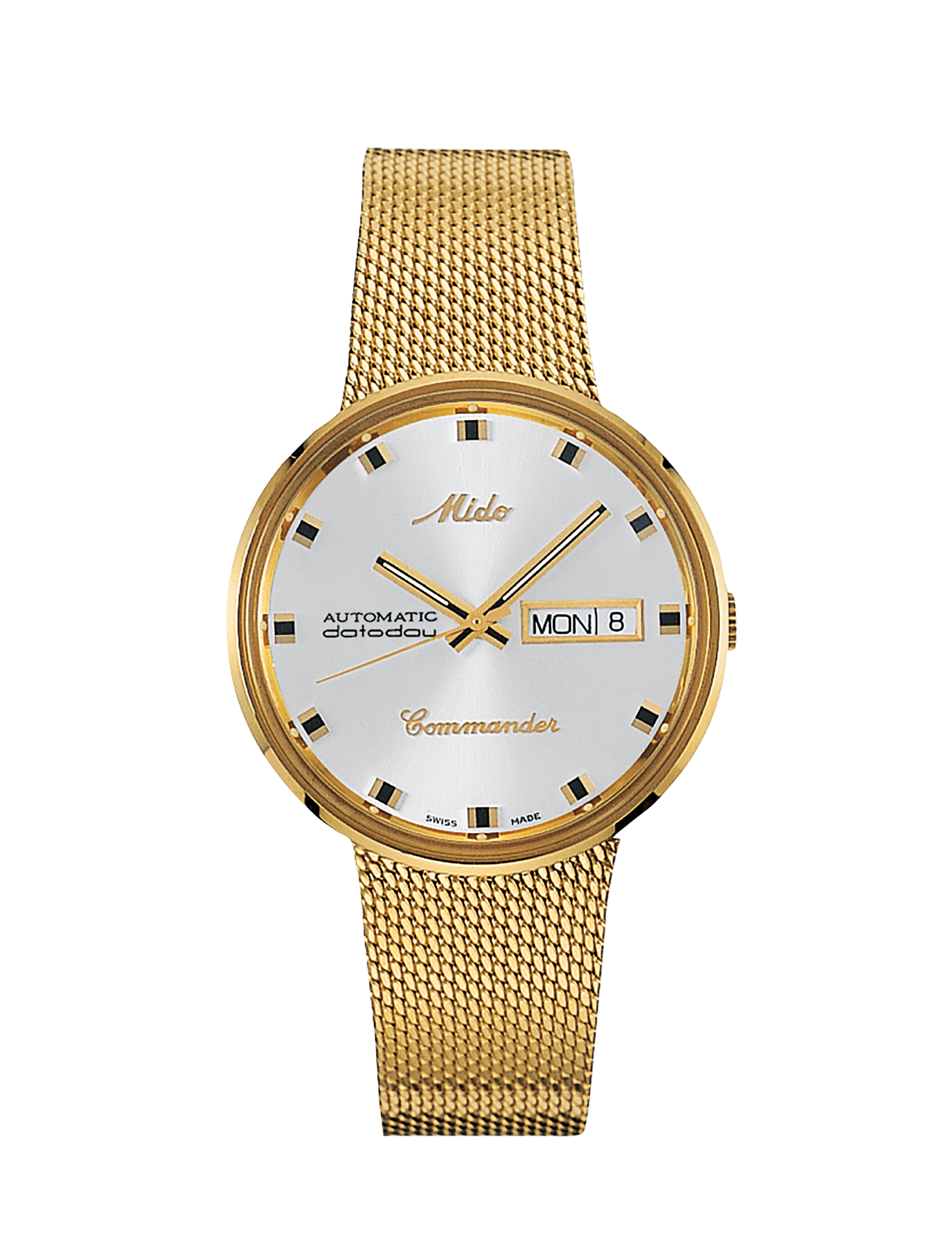 MIDO Commander 1959 Silver Dial - Stainless Steel Watch Gold-Tone PVD - Milanese Bracelet - 37mm - M842932113