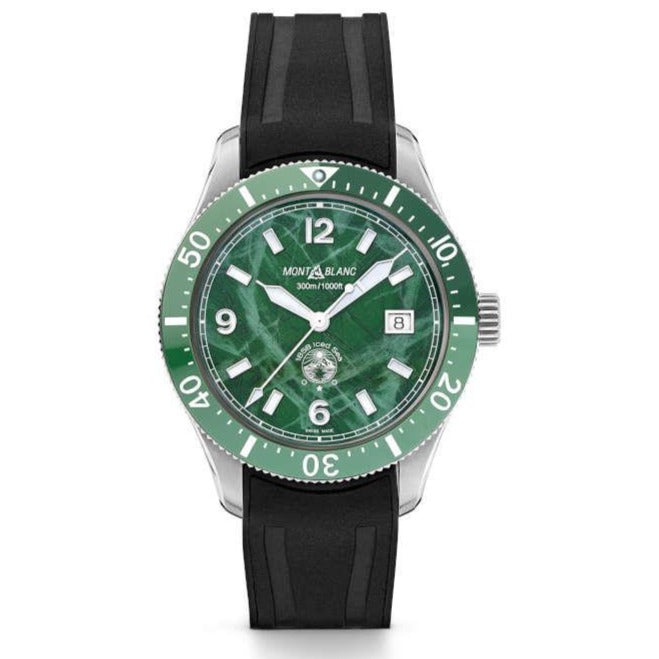 Montblanc 1858 Iced Sea Automatic Date Green on Rubber 129765
