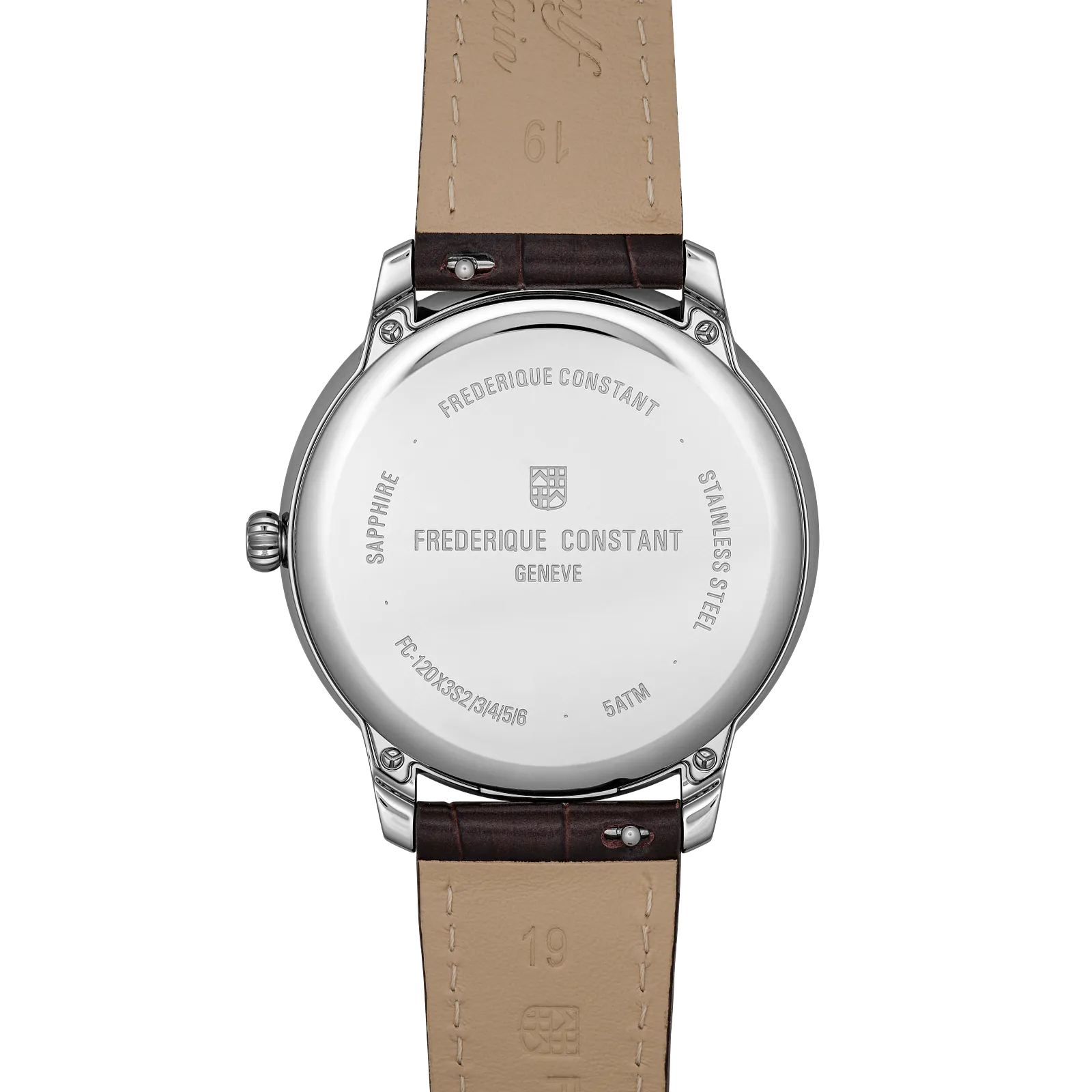 Back view of Frederique Constant Classics Moneta Solarmetre White FC-120W3S6