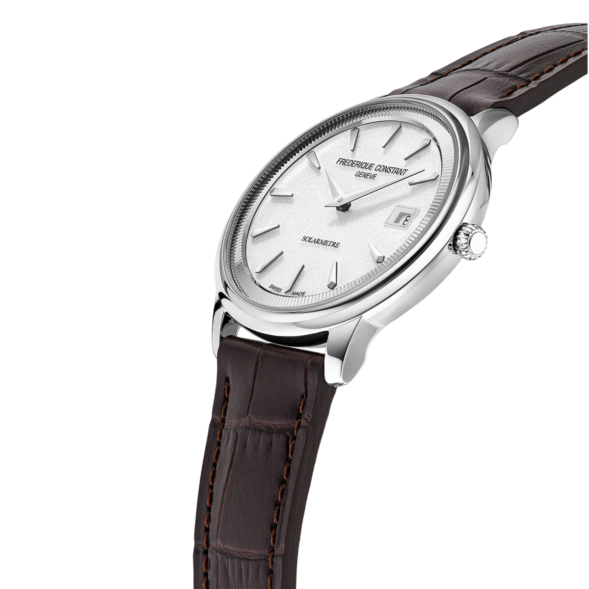 Side view of Frederique Constant Classics Moneta Solarmetre White FC-120W3S6