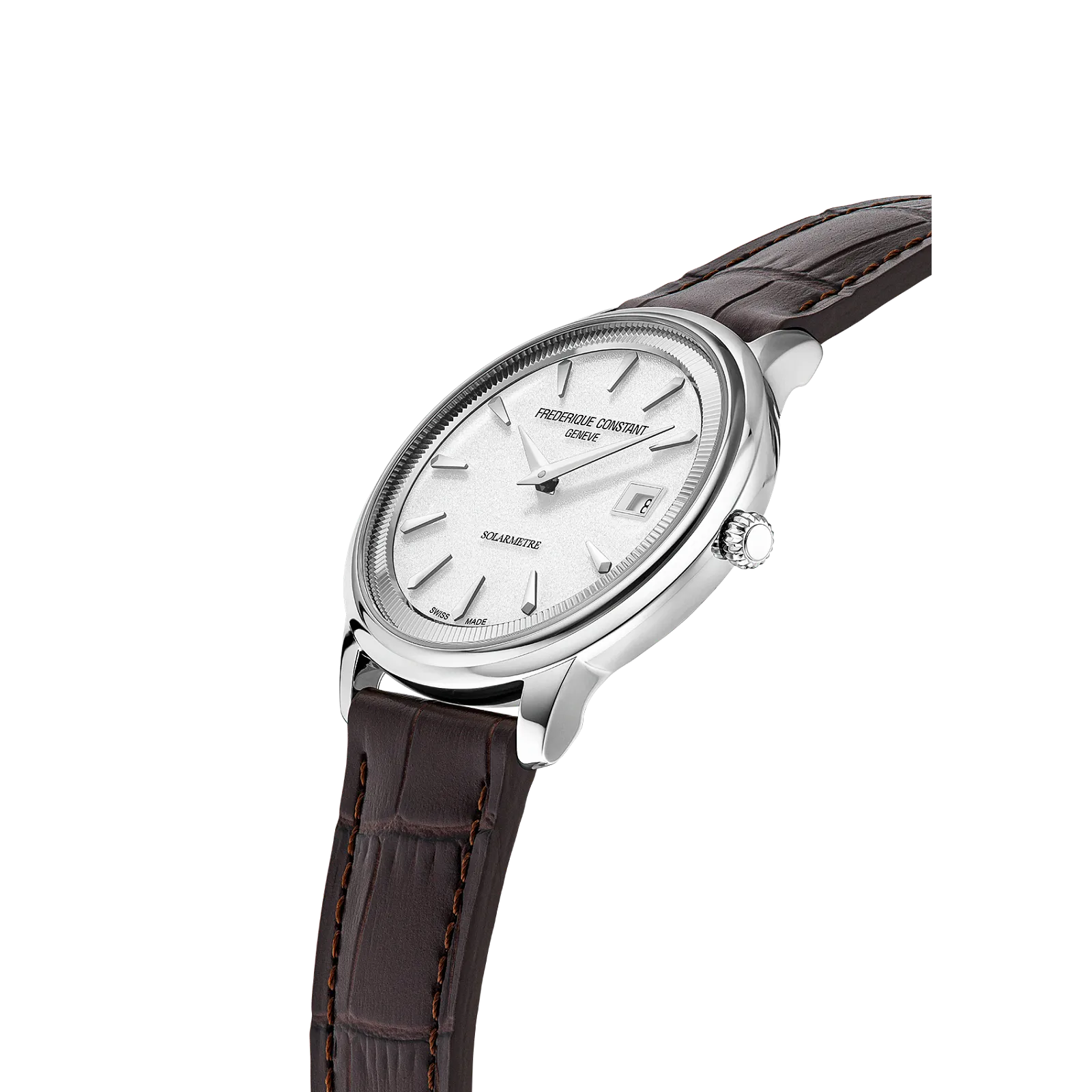Side view of Frederique Constant Classics Moneta Solarmetre White FC-120W3S6