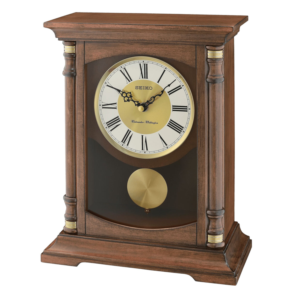 Seiko Mantel Clock Medium Brown QXQ034BLH front view