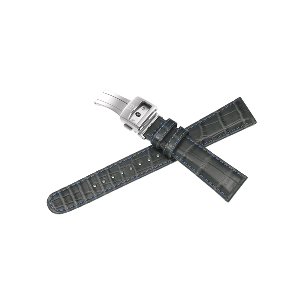 Complimentary Dark Grey Alligator Strap with Stainless Steel Folding Buckle