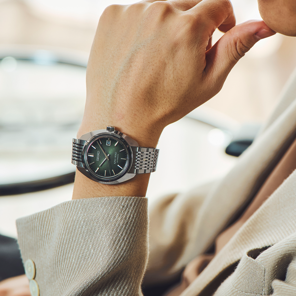 Seiko King Seiko KS1969 Forest Green 39.5mm SJE113 Model Wrist Shot