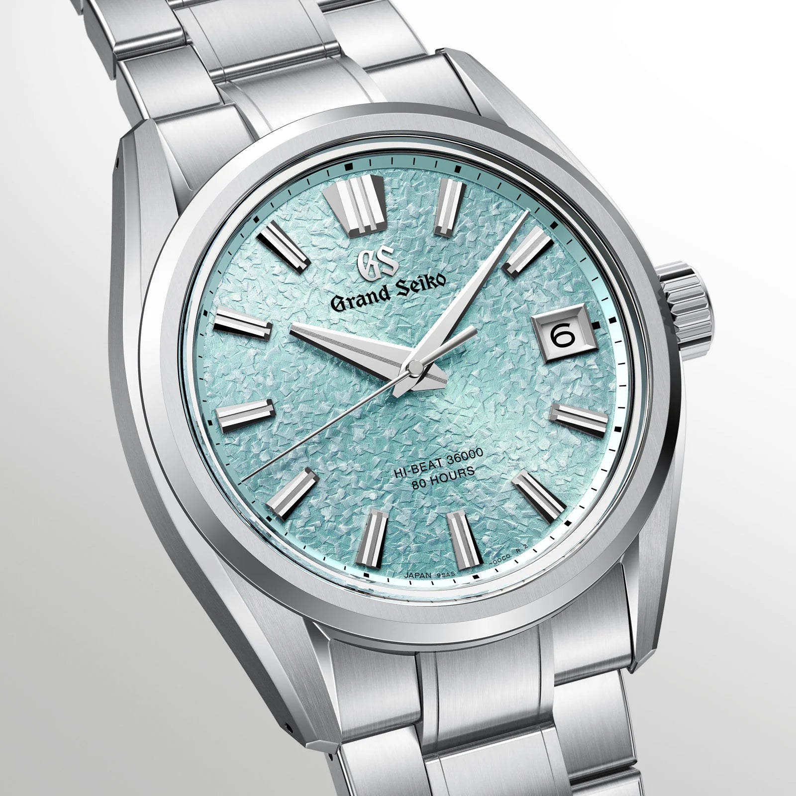 Angled View of Grand Seiko Evolution 9 Collection Hi-Beat 36000 'Genbi Valley' SLGH035
