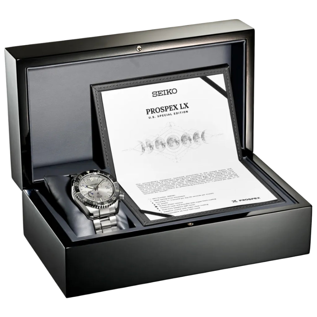 Seiko Prospex LX Spring Drive GMT U.S. Special Edition Lunar Gray 44mm SNR051 collectors box