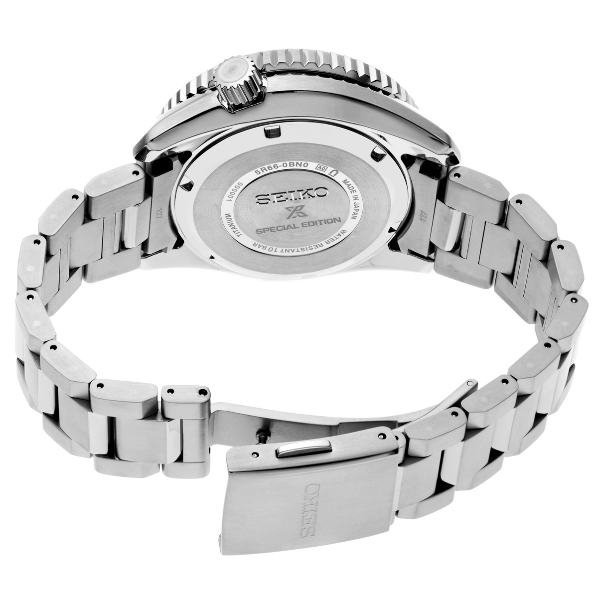 Seiko Prospex LX Spring Drive GMT U.S. Special Edition Gray Blue 'Earth' 44mm SNR055 back side view