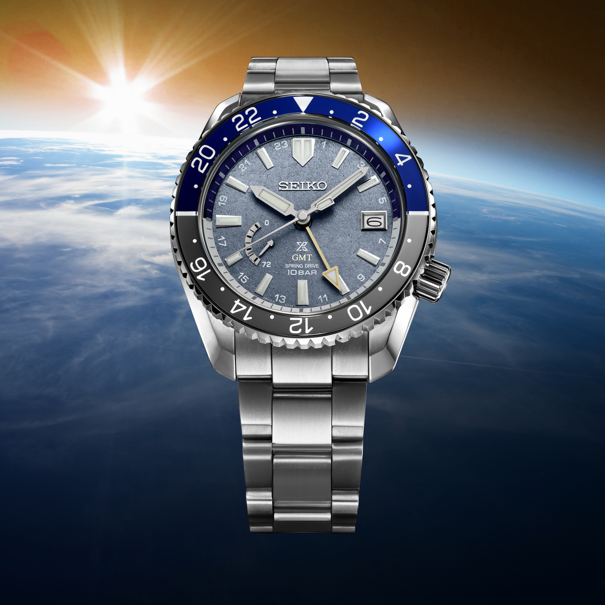 Seiko Prospex LX Spring Drive GMT U.S. Special Edition Gray Blue 'Earth' 44mm SNR055 product shot