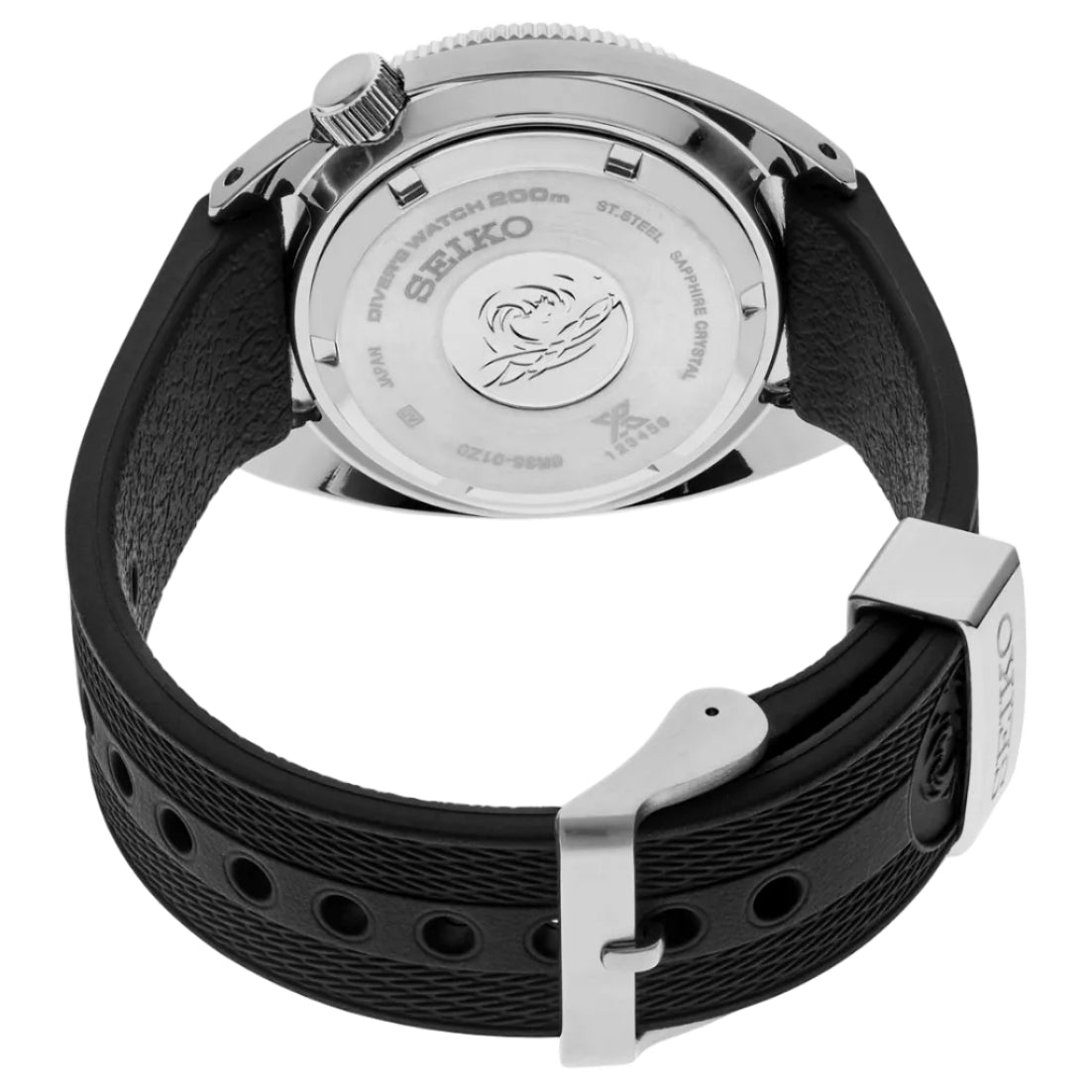 Seiko Prospex Automatic Diver’s Watch Black 41mm SPB317 Back Side View