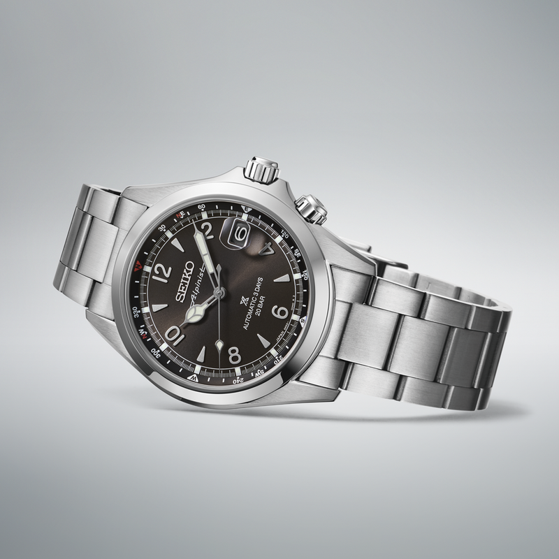 Side view of Seiko Prospex Alpinist Black Dial SPB505