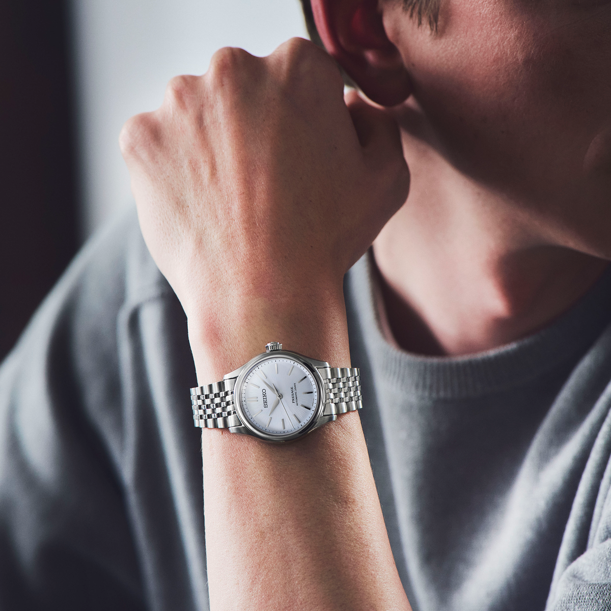 Seiko Presage Classics Series 'Ajiro' Light Blue 36mm SPB521 Model Wrist Shot