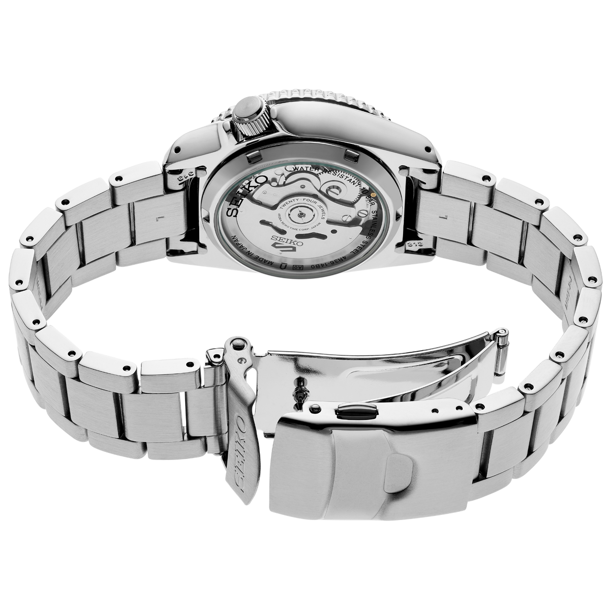Seiko 5 Sports SKX Mid-Size Ivory 38mm SRPK31 Back Side View