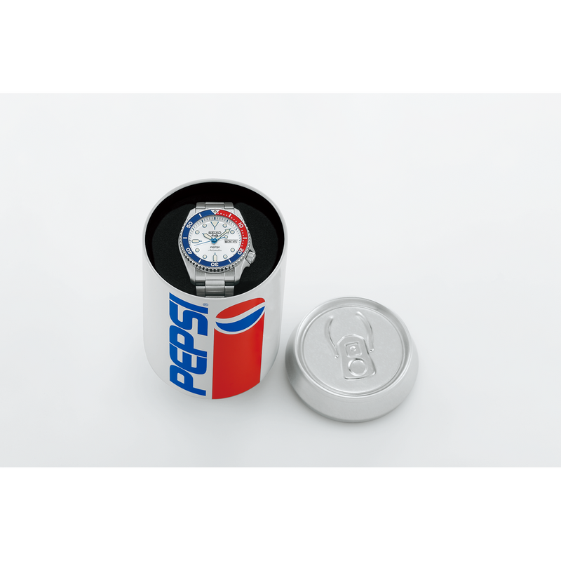 Seiko 5 Sports Pepsi Limited Edition SRPL99 pepsi can packaging