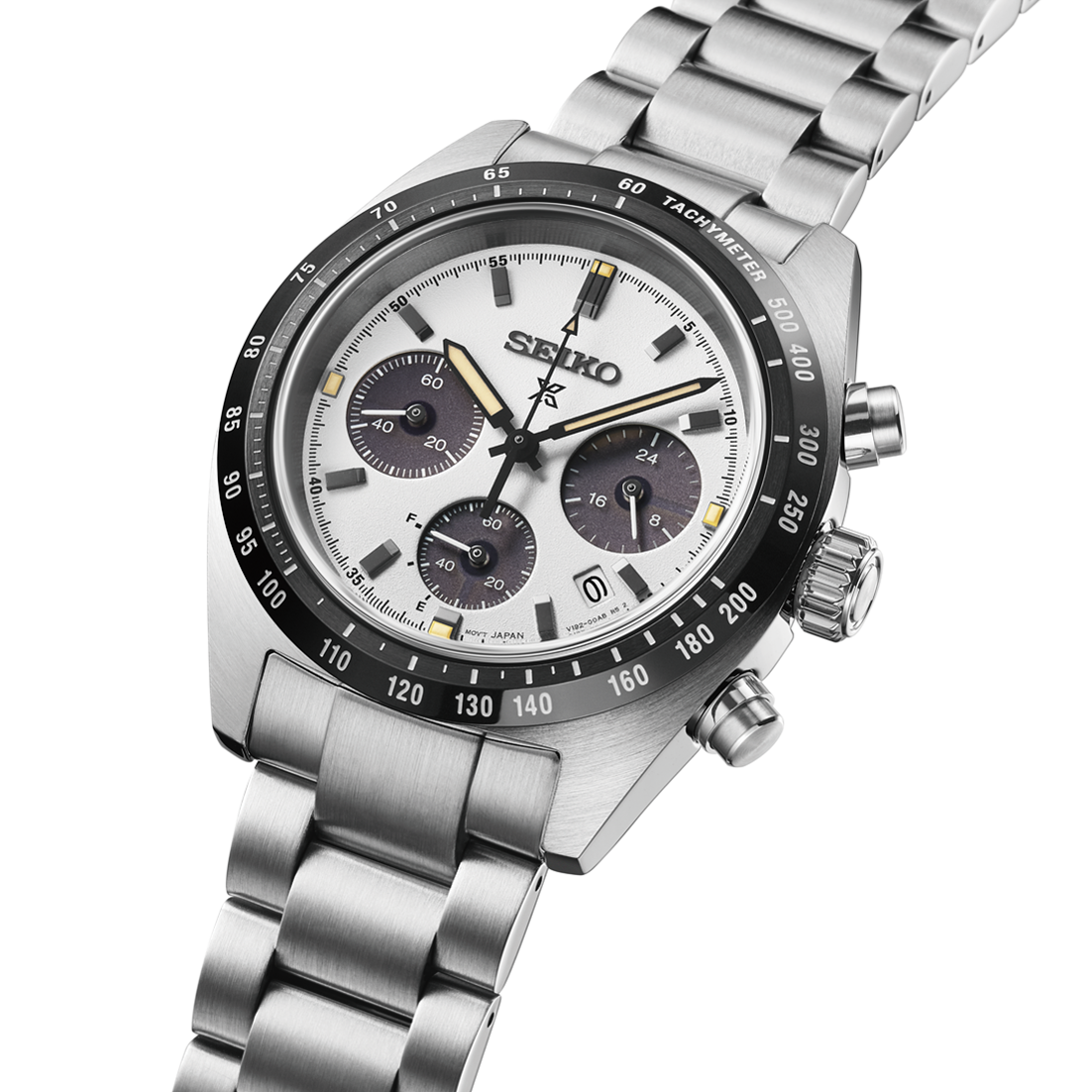 Seiko Prospex Speedtimer Solar Chronograph White 39mm SSC961 Angle Side Shot