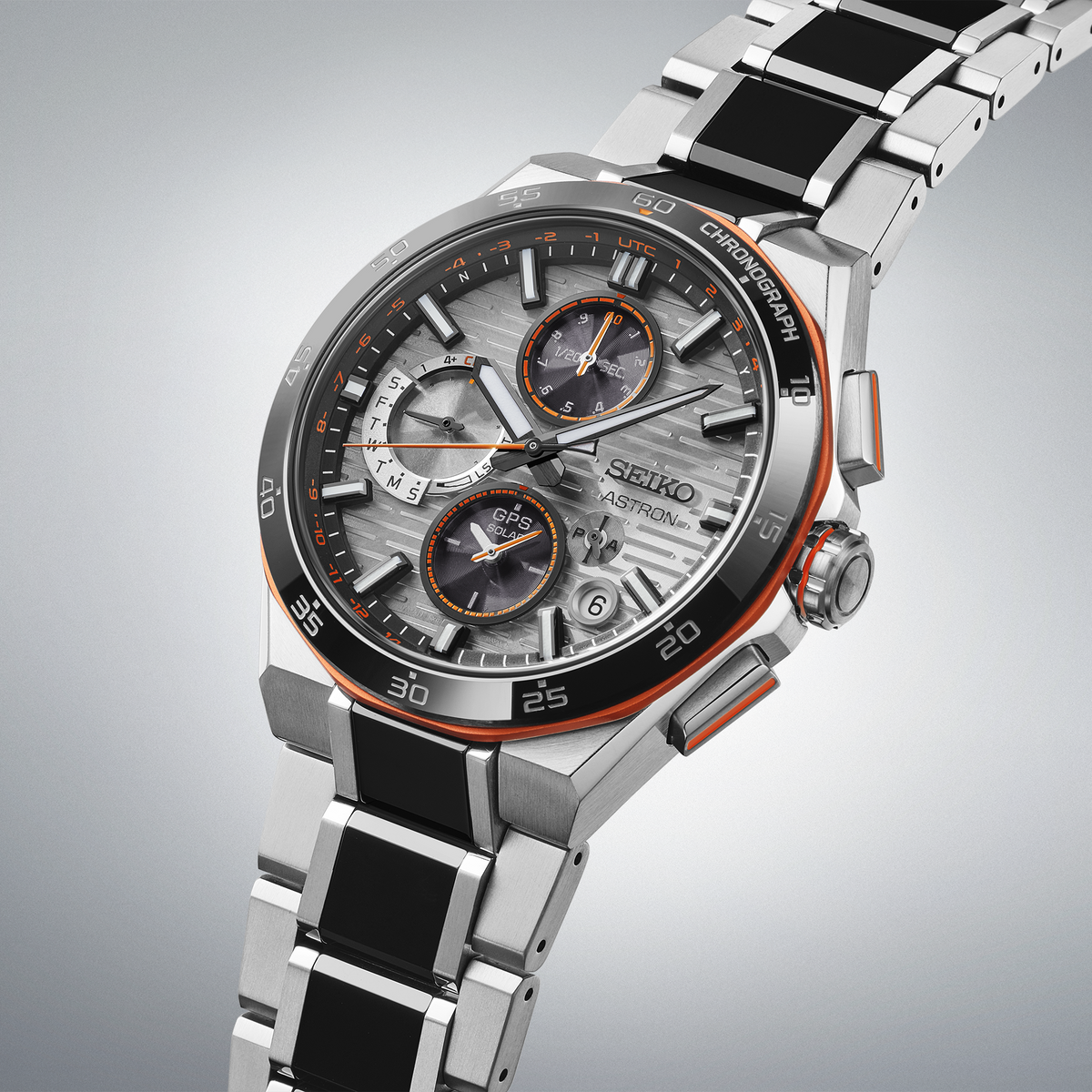 Seiko Astron GPS Solar Dual-Time Chronograph Limited Edition 43mm SSH183 Dial Angle Shot