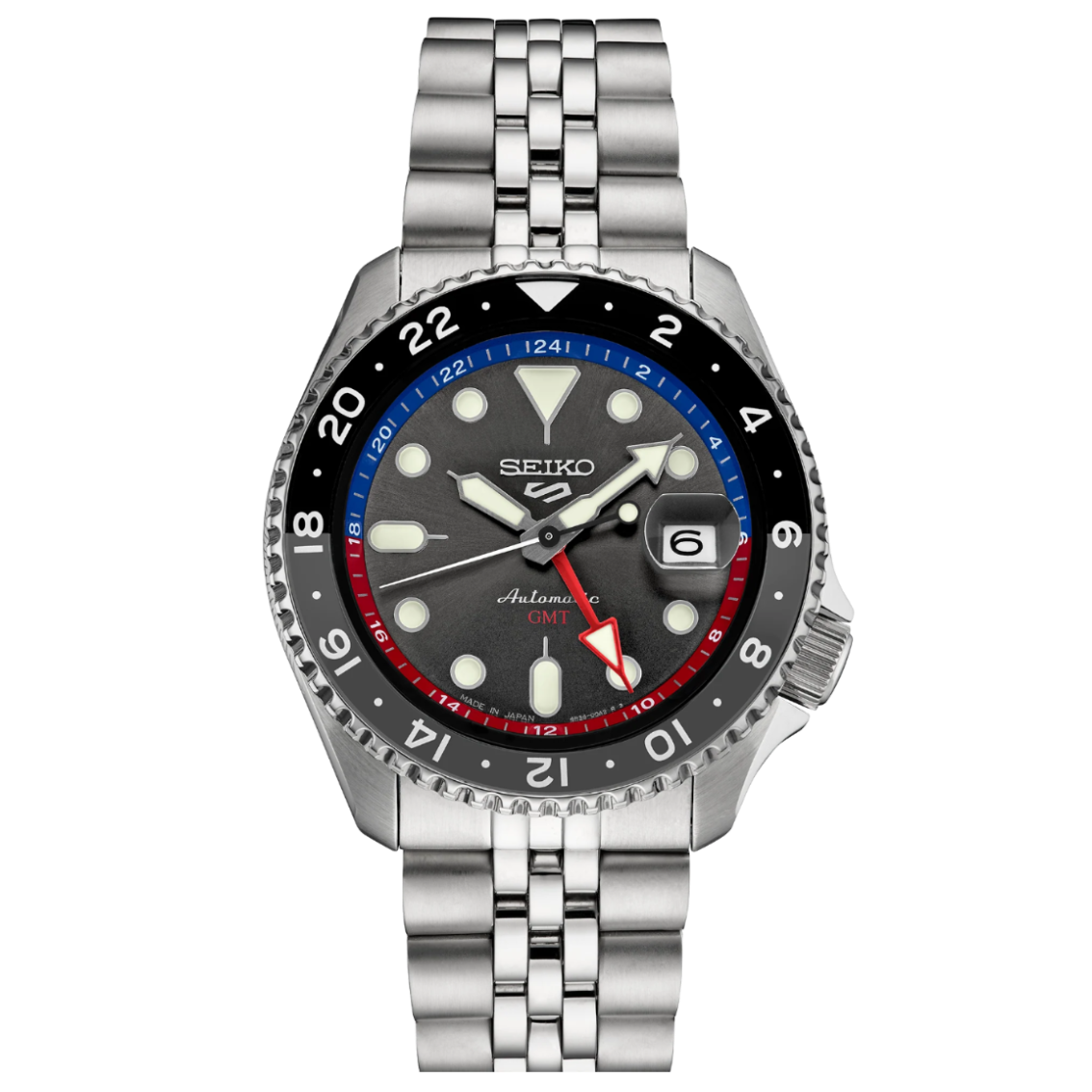 Seiko 5 Sports SKX GMT U.S. Special Creation Charcoal Gray 42.5mm SSK019 front view