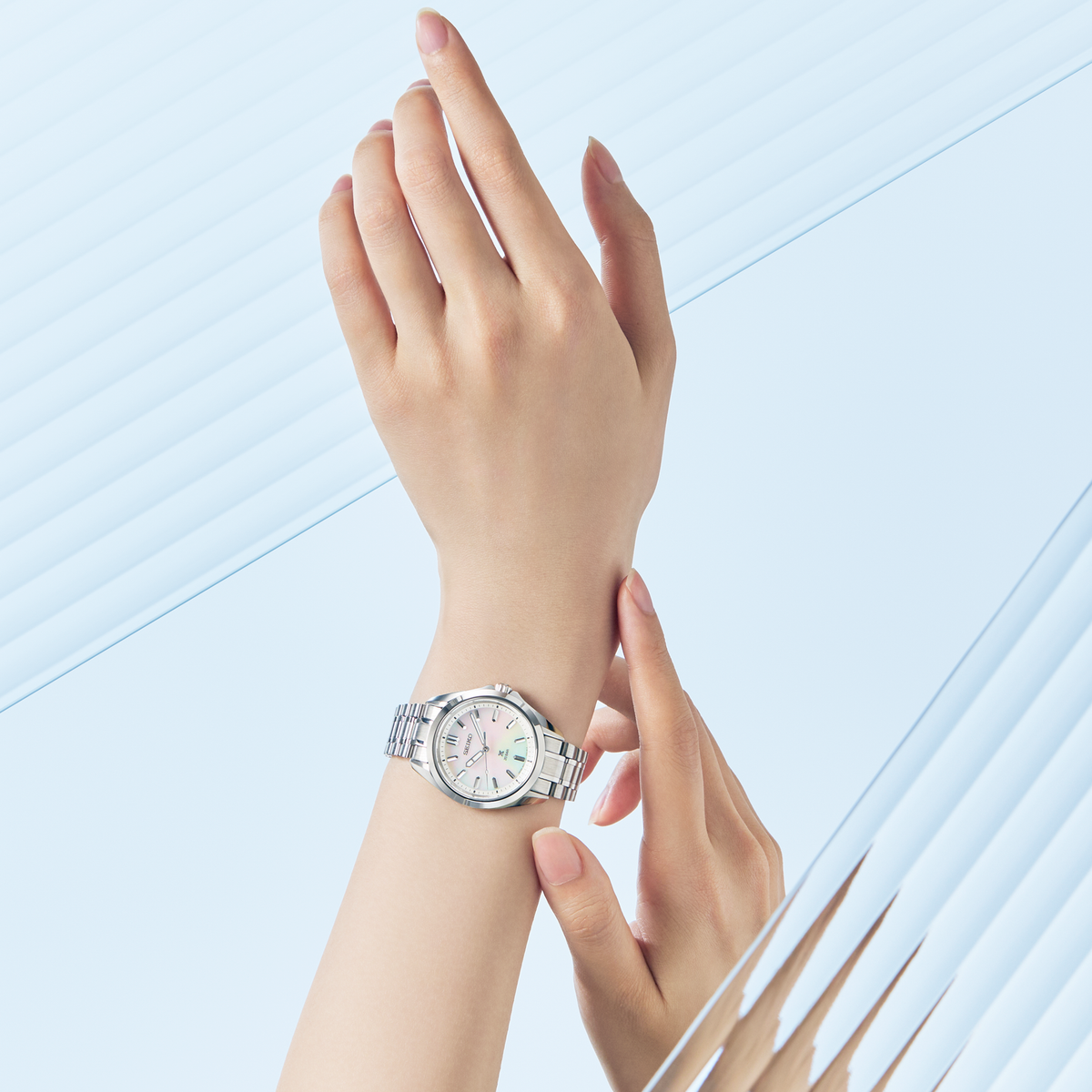 Seiko Prospex Sea Series Mother of Pearl Watch 34mm SUR605 Model Wrist Shot