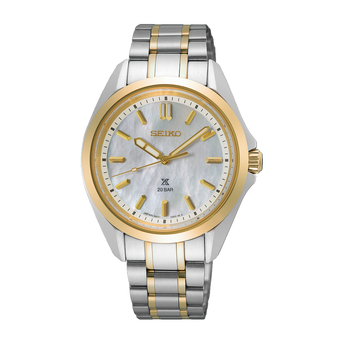 Seiko Ladies Mother of Pearl Two Tone Watch SUR608