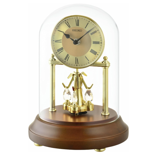 Seiko Glass Dome Golden Pendulum Desk & Table Clock QXN236GLH