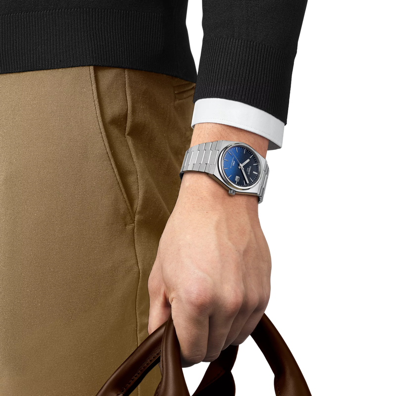 Man wearing Tissot PRX Gradient Automatic 40mm watch