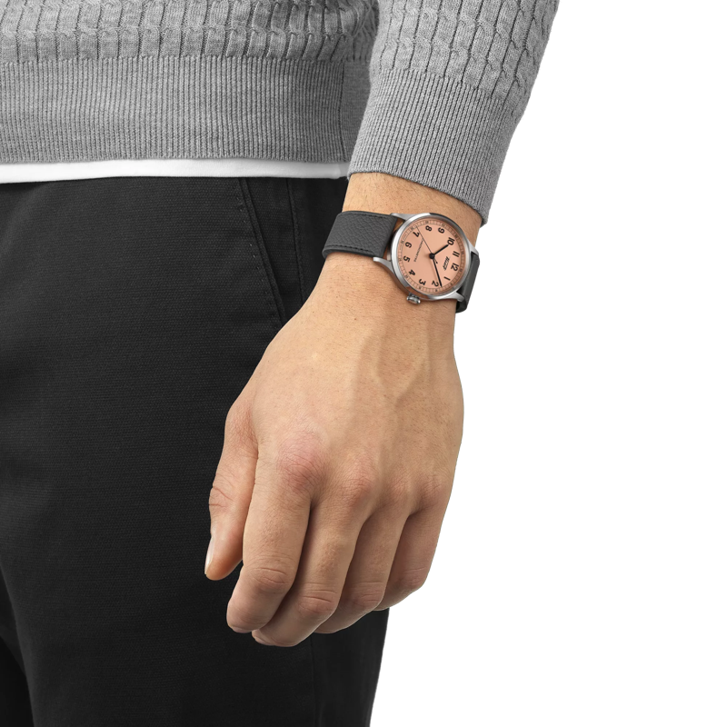 Man wearing Tissot Heritage 1938 Automatic COSC Salmon Dial 39mm