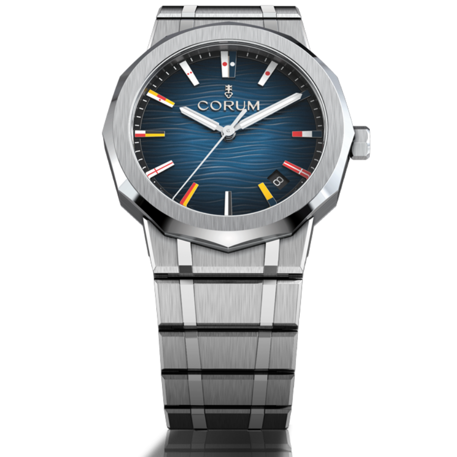 Front view of watch Corum Admiral 36mm Automatic Blue Flags A36.231.AB0.0G