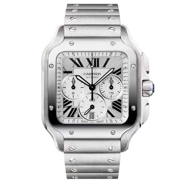 Main view of Cartier Santos Large Chronograph Automatic Steel WSSA0083