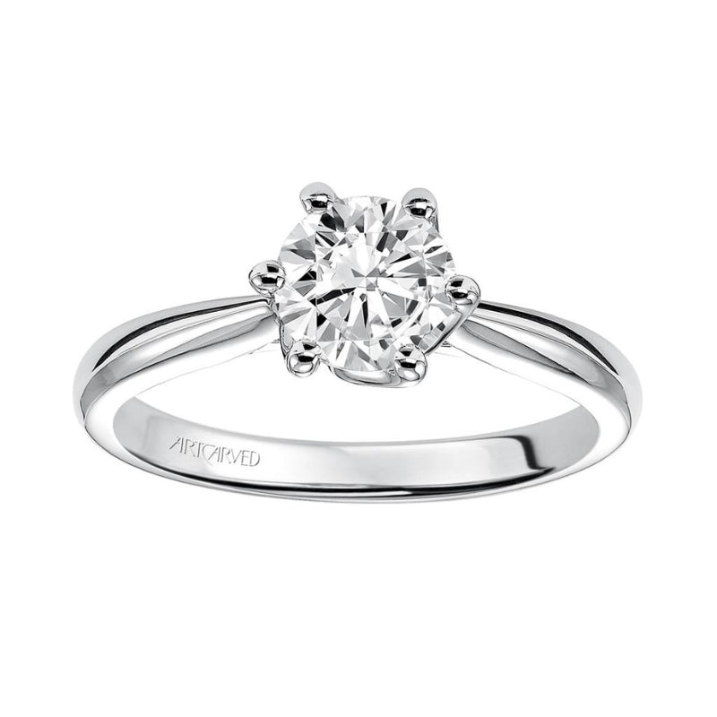 Front Up View Of Classic Solitaire Engagement Ring.