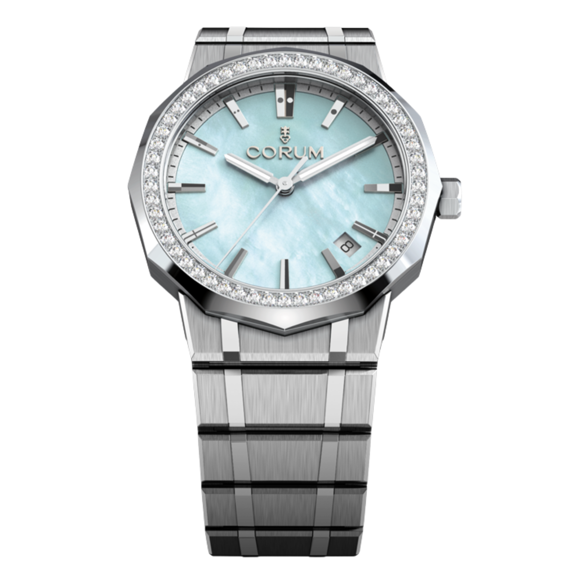 Front view of Corum Admiral 36mm Automatic Blue MOP A36.231.EB0.0G