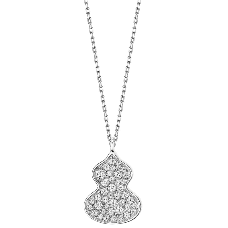 Front View Of Qeelin Petite Wulu Necklace with Diamonds