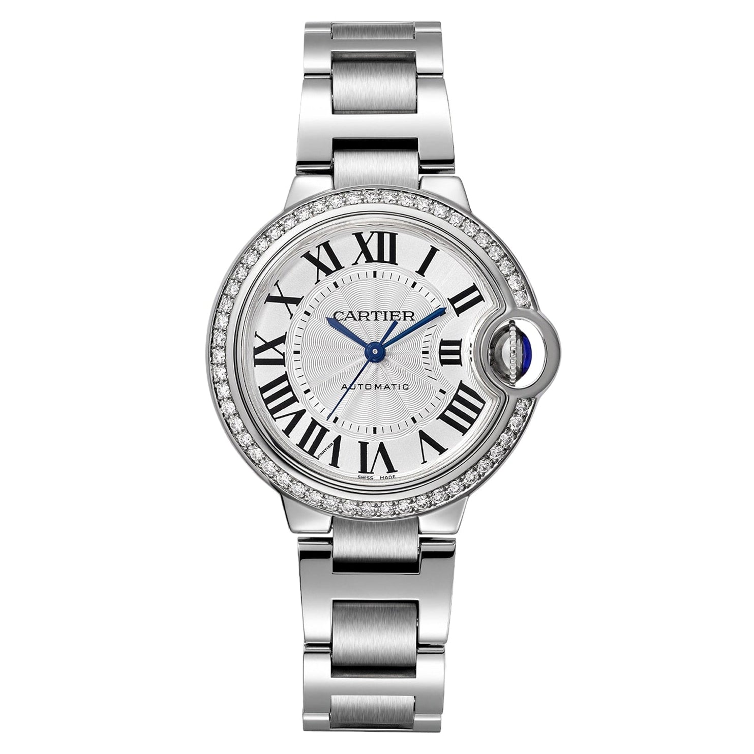 Cartier Ballon Bleu 33MM Steel bezel set with 50 brilliant-cut diamonds