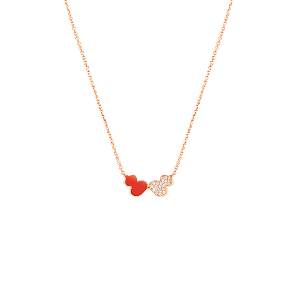 Qeelin Wulu necklace in 18K rose gold with diamonds and HyCeram® WEN40ANRGRH