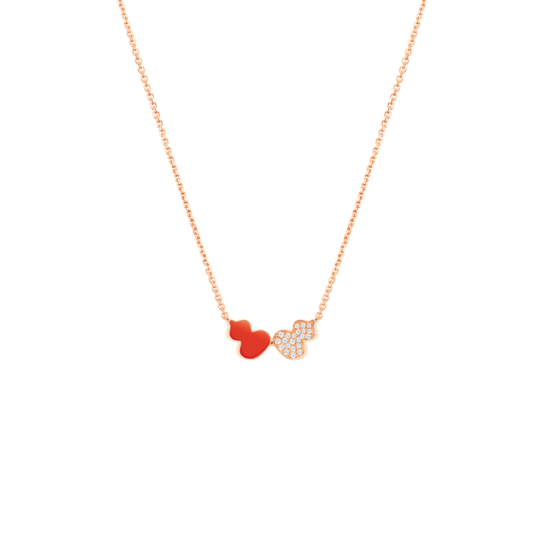 Qeelin Wulu necklace in 18K rose gold with diamonds and HyCeram® WEN40ANRGRH