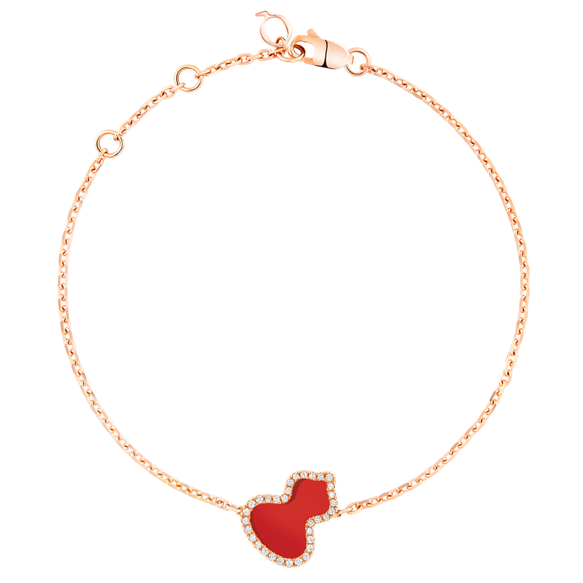 Wulu Small Bracelet in 18K Rose Gold Set with Red Agate and Diamonds WUB40ABRGRA product shot