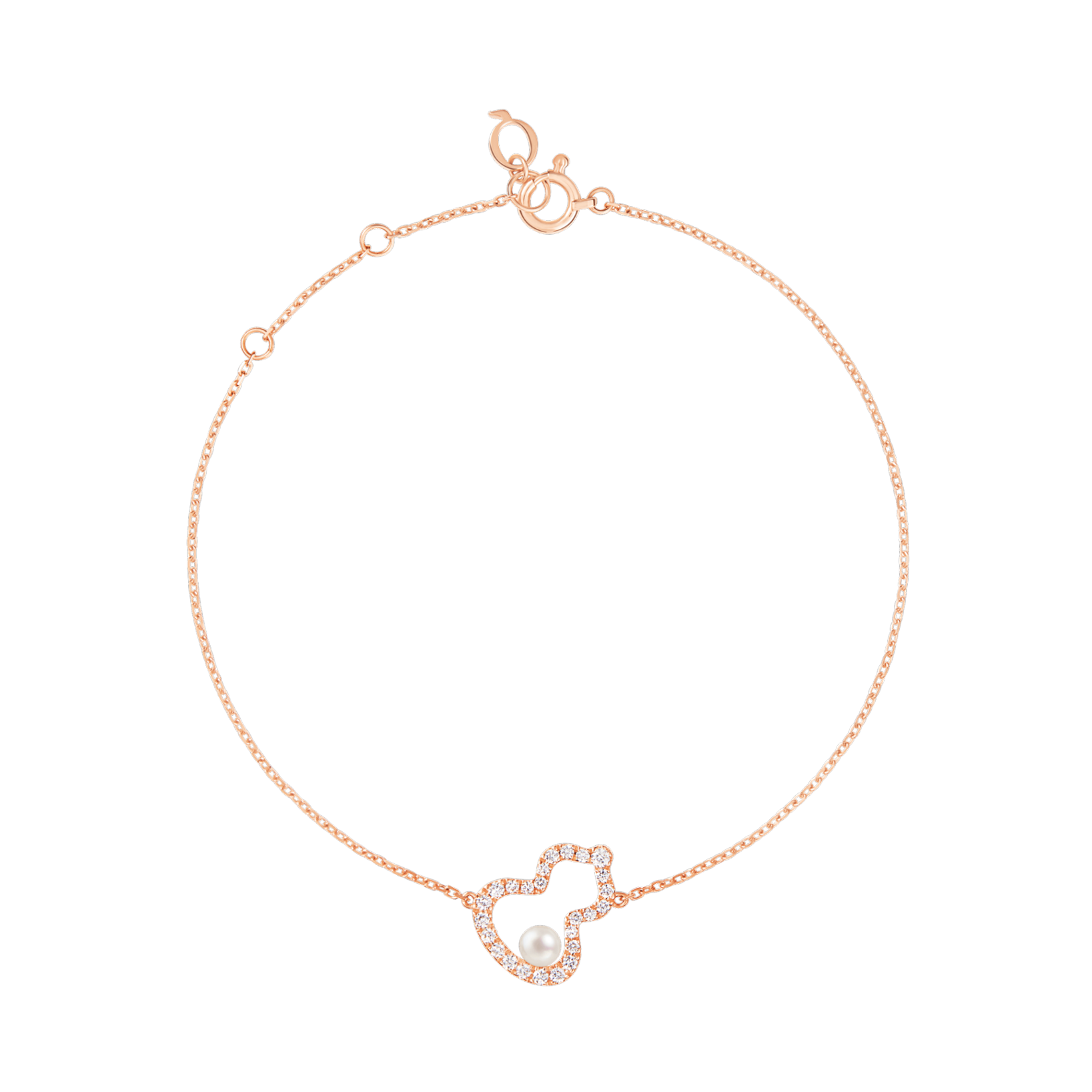 Wulu petite bracelet in 18K rose gold set with an Akoya pearl and diamonds