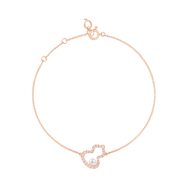 Wulu petite bracelet in 18K rose gold set with an Akoya pearl and diamonds