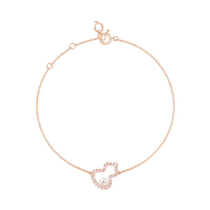 Wulu petite bracelet in 18K rose gold set with an Akoya pearl and diamonds