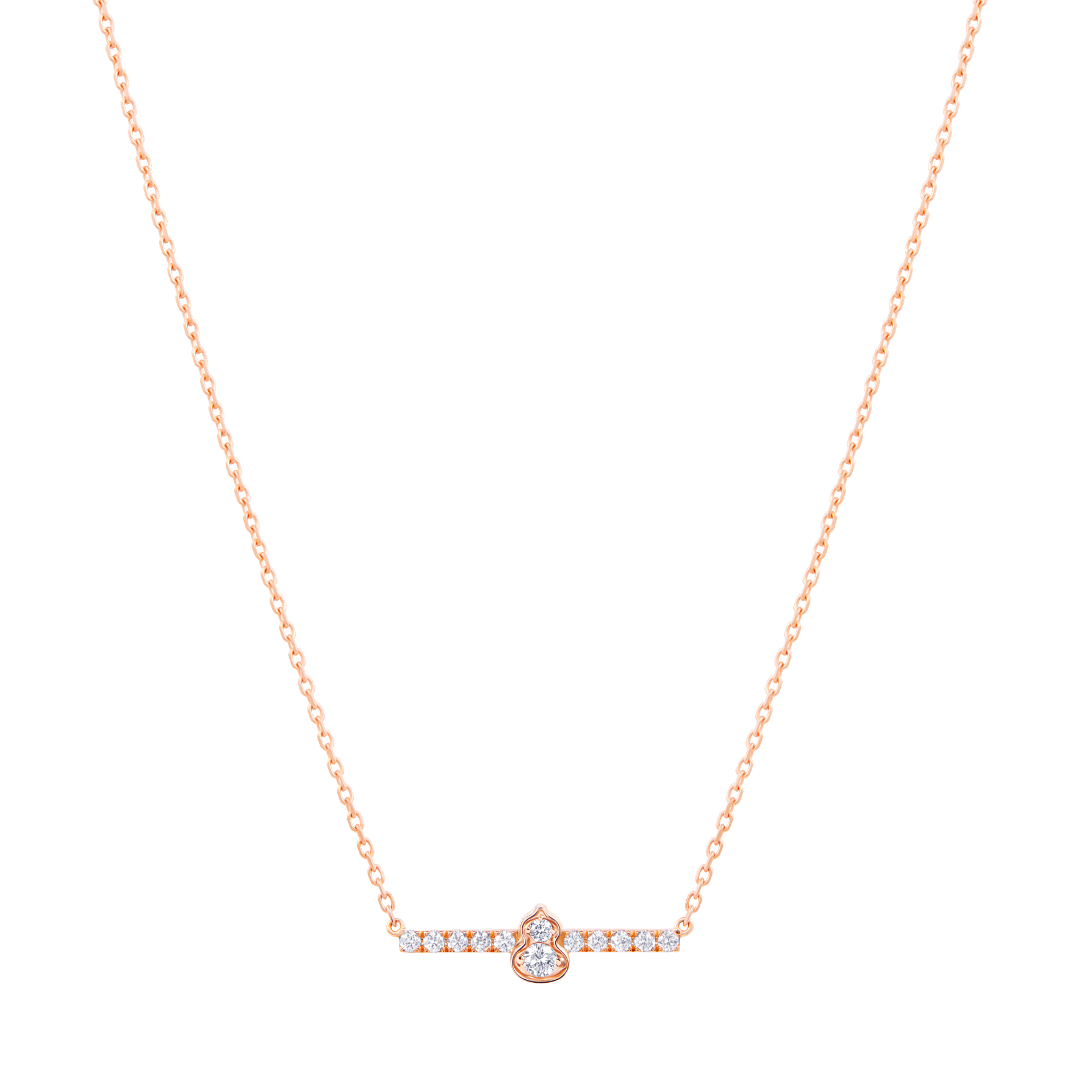 Qeelin Wulu mini diamond necklace bar rose gold WUN50ADRGDI