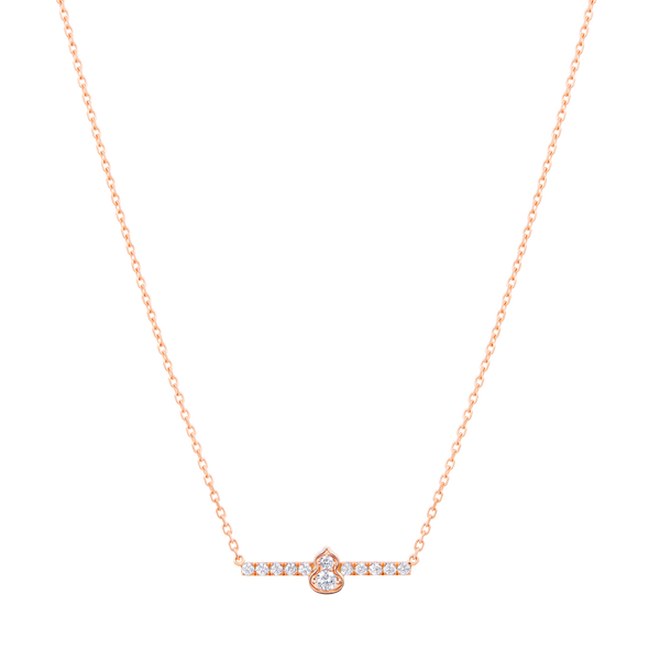 Qeelin Wulu mini diamond necklace bar rose gold WUN50ADRGDI