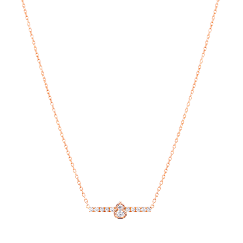 Qeelin Wulu mini diamond necklace bar rose gold WUN50ADRGDI