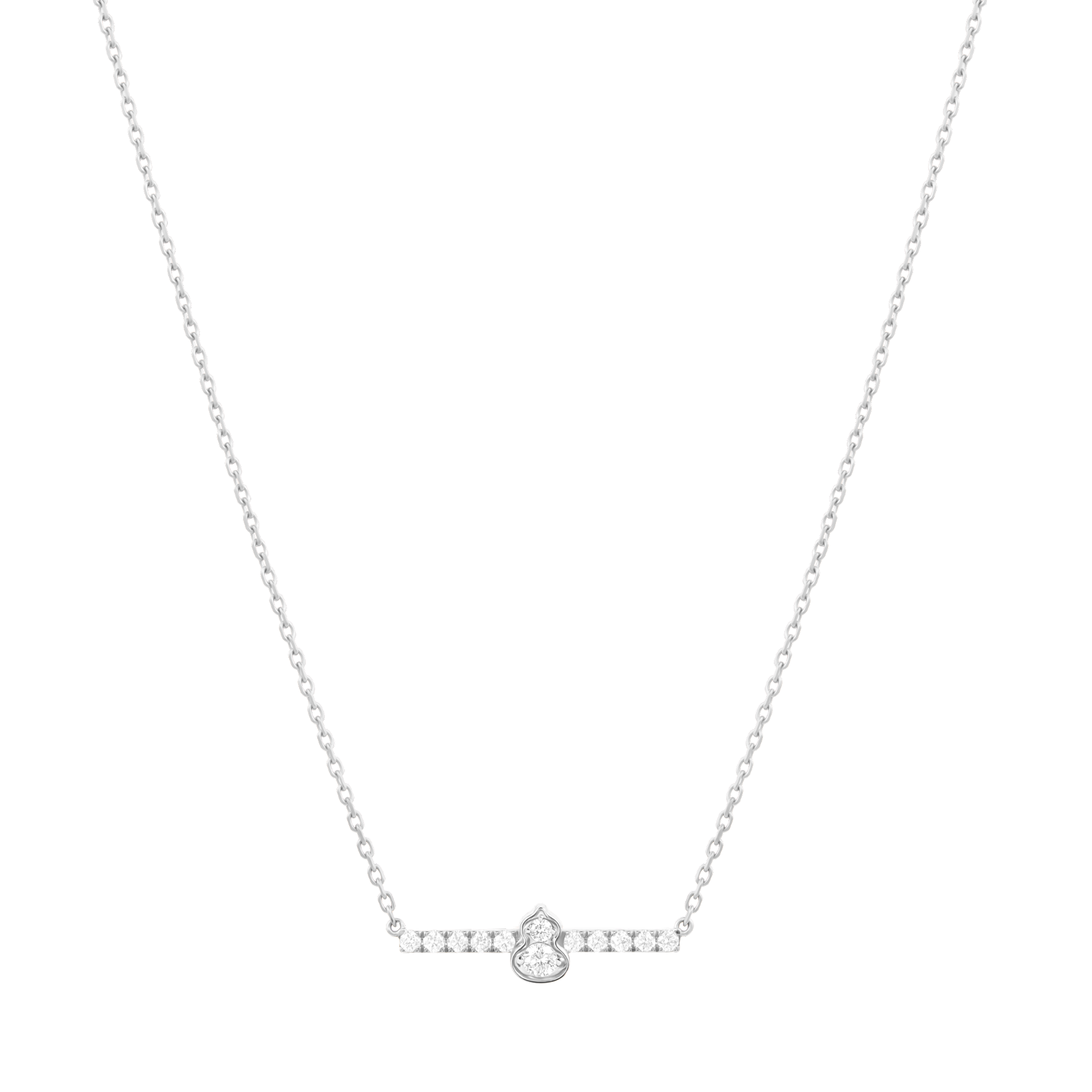 Wulu mini necklace in 18K white gold set with diamonds