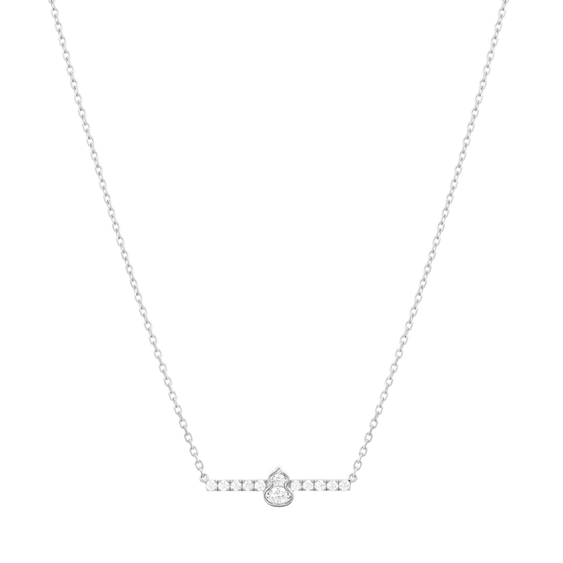 Wulu mini necklace in 18K white gold set with diamonds