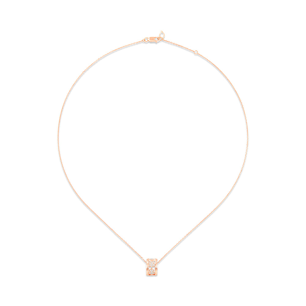 Small Wulu necklace in 18K rose gold with diamonds 2