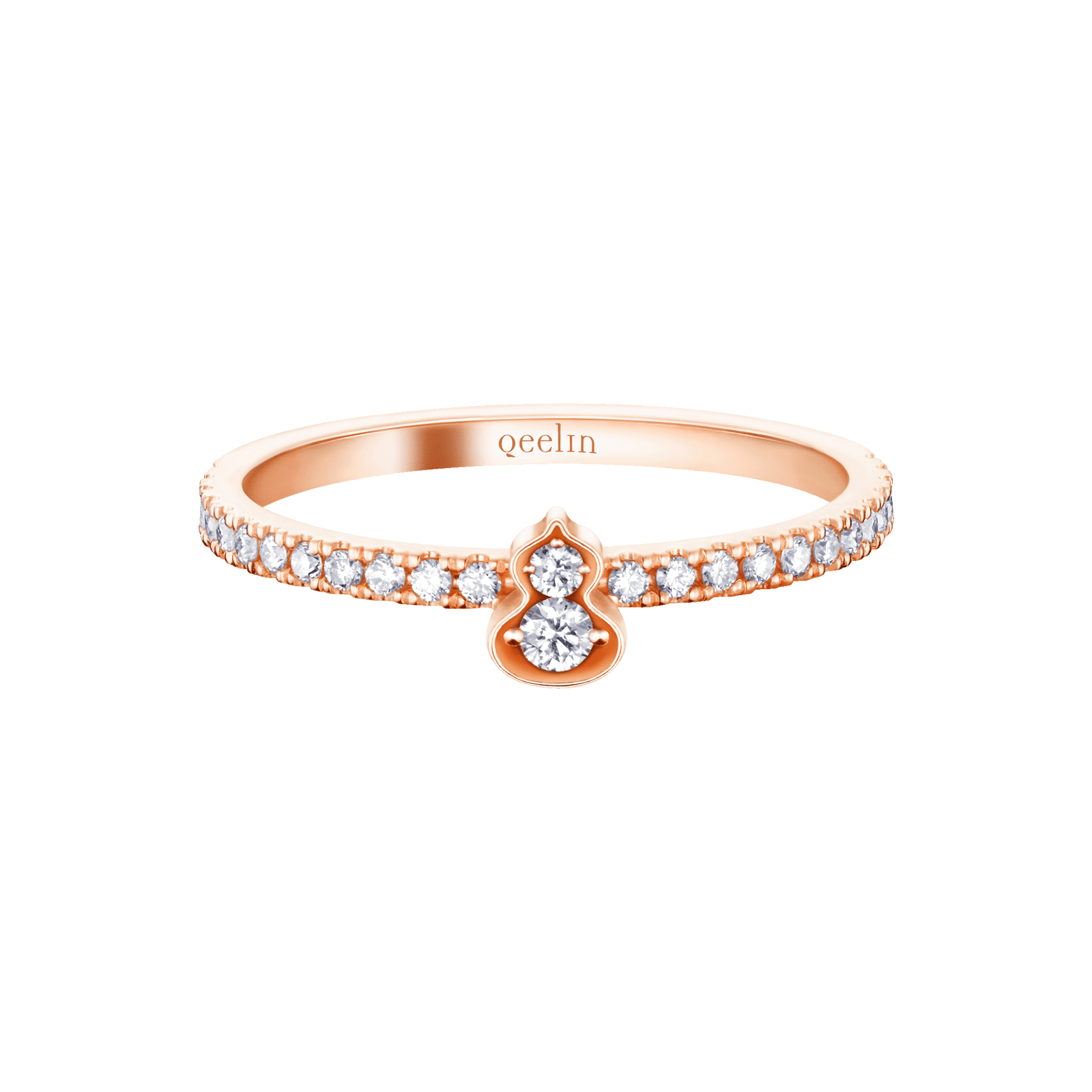 Wulu mini solitaire ring in 18K rose gold set with diamonds