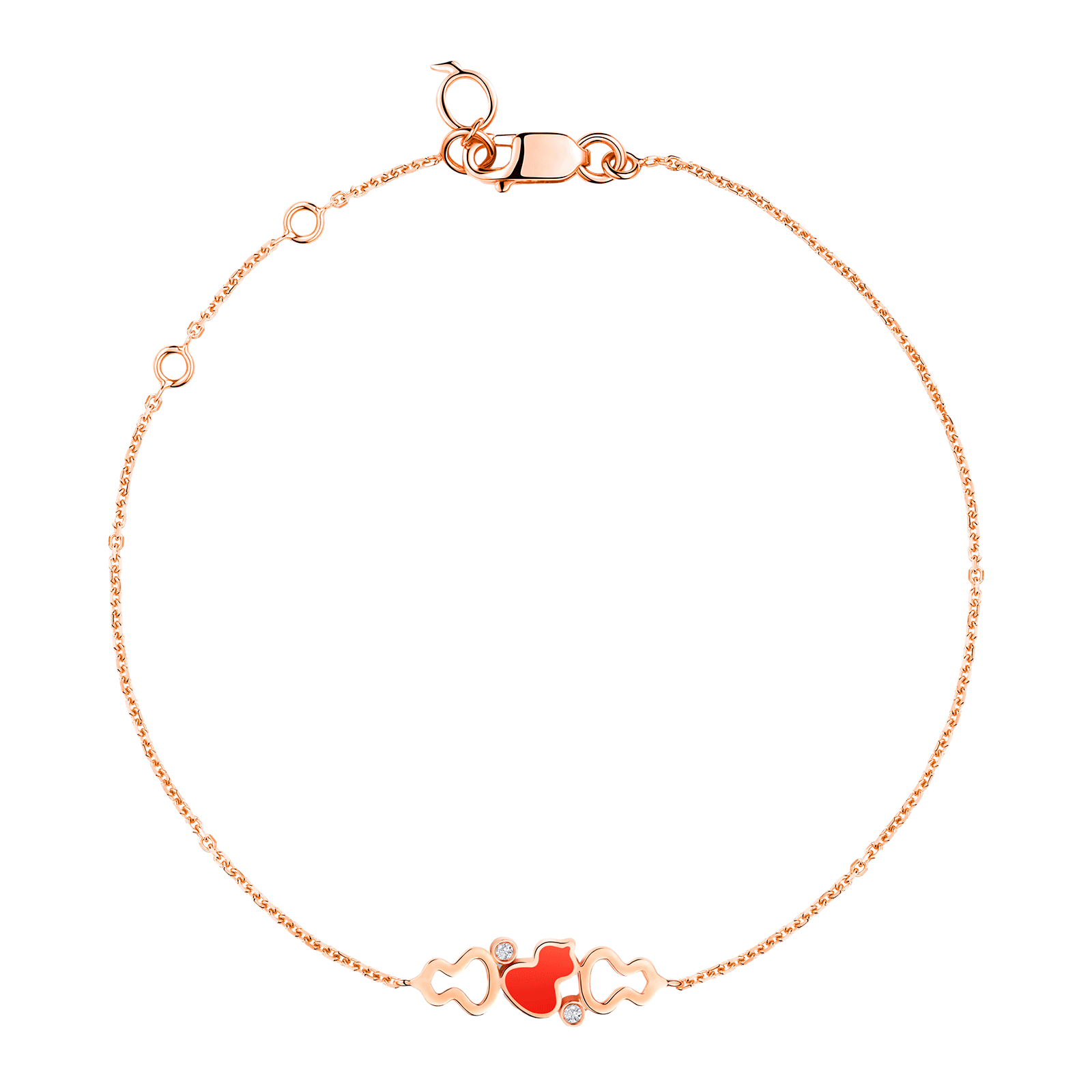 WWB50ABRGRH Qeelin Wulu bracelet in 18K rose gold with diamonds and red HyCeram®