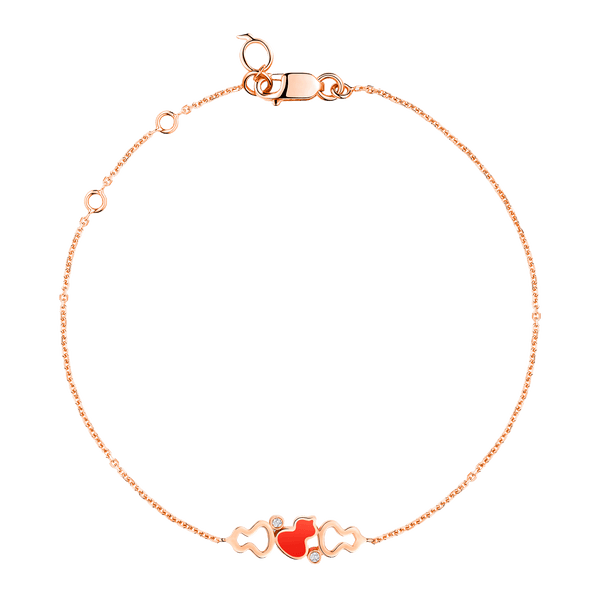 WWB50ABRGRH Qeelin Wulu bracelet in 18K rose gold with diamonds and red HyCeram®